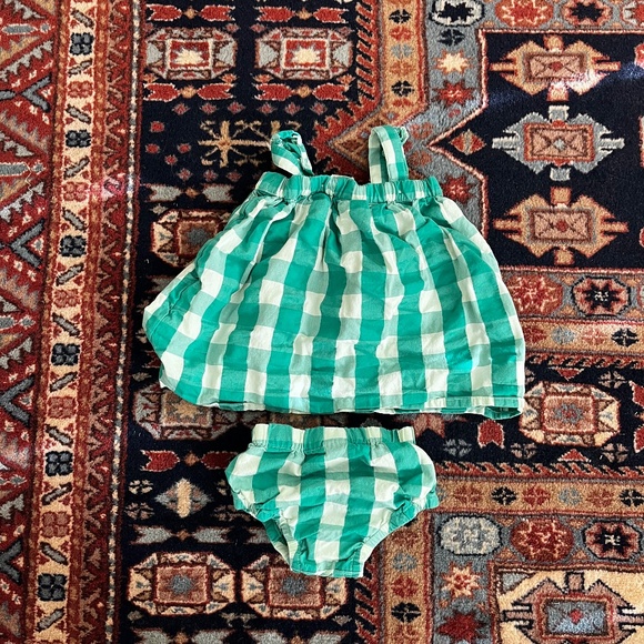 Hanna Andersson green Gingham Baby set dress and bloomers 70 6-12m - Picture 5 of 5